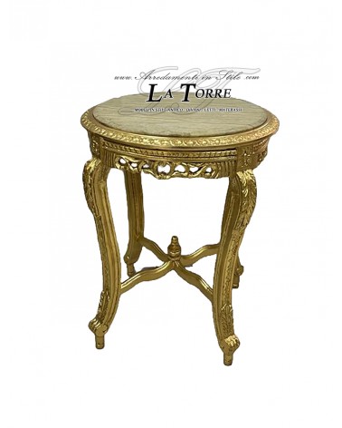 Barocker erhöhter Tisch mit vergoldetem Holz und Louis-XV-Marmorplatte AL6973
