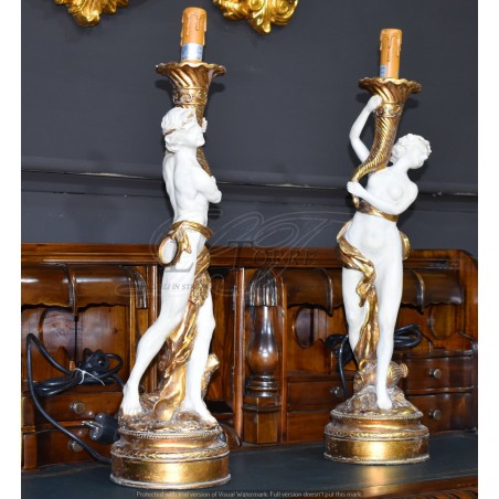 Candelabra candlestick Antique lamp Handmaid Statue baroque R97