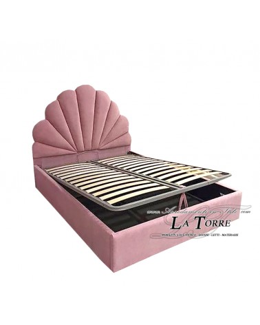 Double bed modern design in eco-leather or velvet purple container Sun