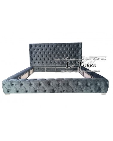 Letto Matrimoniale king size contenitore Moderno velluto o ecopelle qualsiasi colore Grey