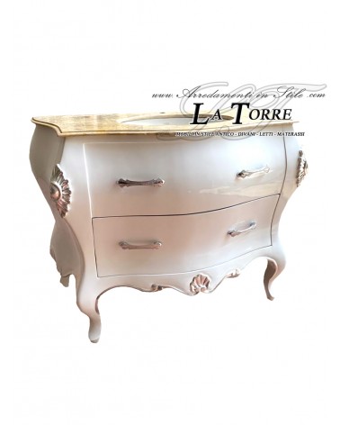 Louis XV white silver marble ivory convex modern baroque bathroom cabinet Mi02