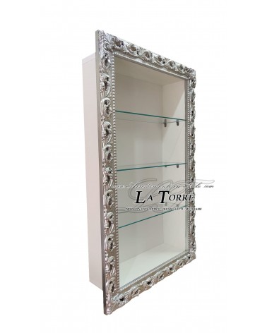 Suspended wall-mounted display cabinet in Baroque style with perforated frame TV box made to measure VTGM224A