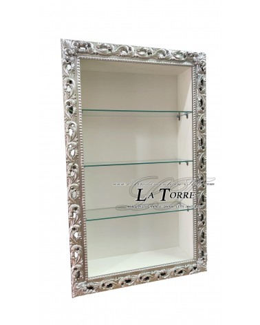 Suspended wall-mounted display cabinet in Baroque style with perforated frame TV box made to measure VTGM224A