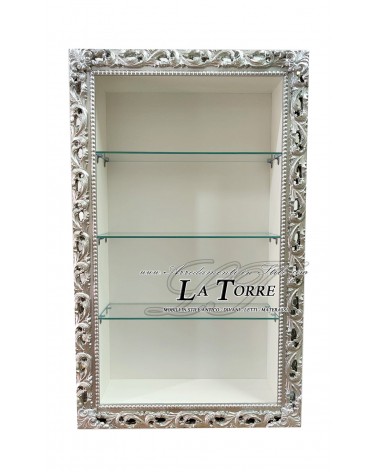 Suspended wall-mounted display cabinet in Baroque style with perforated frame TV box made to measure VTGM224A