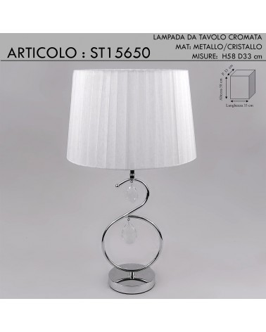 Metal table lamp abat jour with modern crystal lampshade classic chrome H 58 ST15650
