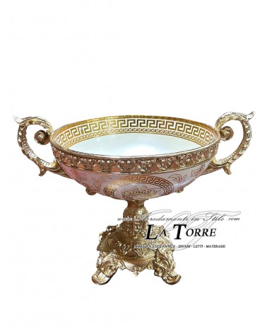Ceramic cup amphora with handles Goddess Medusa ivory and gold centerpiece ornament MED01
