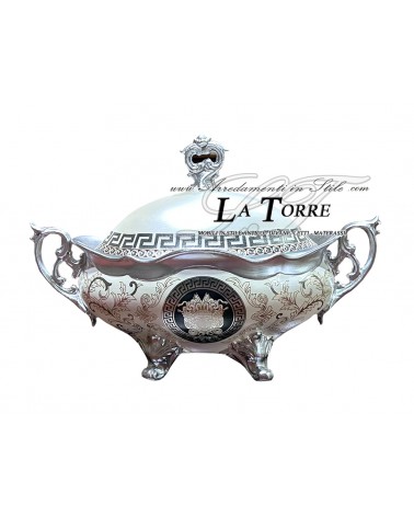 Centerpiece tureen Confetti holder potiche ceramic Goddess Medusa white silver ornament MED08