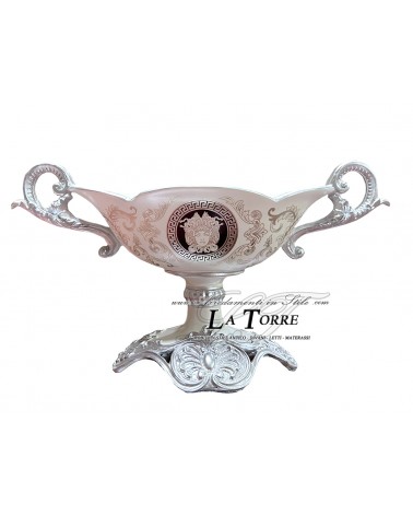 Jatte coppa ceramica Dea Medusa centrotavola bianco argento soprammobile MED10
