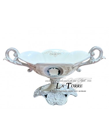 Jatte coppa ceramica Dea Medusa centrotavola bianco argento soprammobile MED10