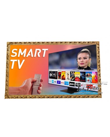 Maßgefertigter, moderner Smart-TV-Rahmen aus Holz im klassischen Barockstil (Gold) TVGM224O