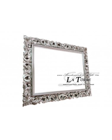 Cornice traforata quadro classico barocco su misura legno argento 1135A