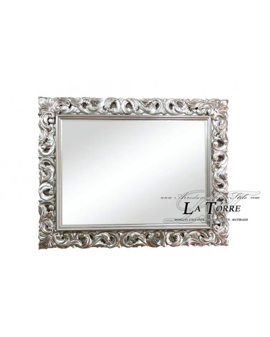 Mirror classic baroque frame perforated made to measure silver wood safe sliding system 1135A