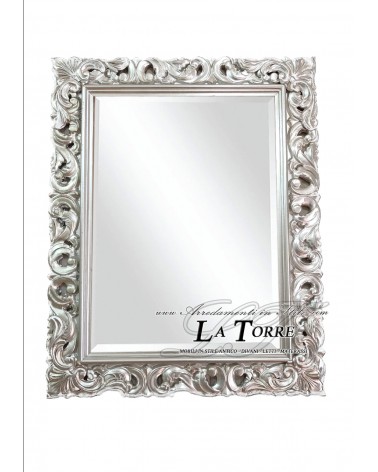 Specchio - Specchiera Stile Barocco – Cornice Argento Traforata Legno – Personalizzabile su Misura 1135A