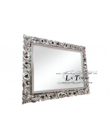 Mirror classic baroque frame perforated made to measure silver wood safe sliding system 1135A