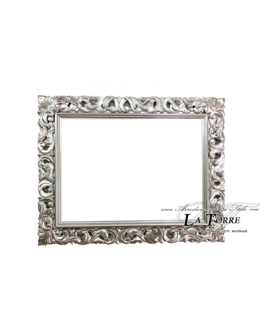 Cornice traforata quadro classico barocco su misura legno argento 1135A