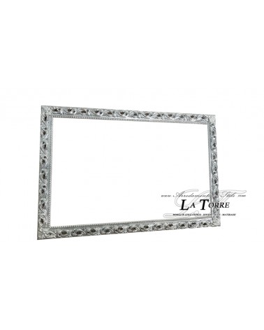 Classic Baroque style openwork frame made to measure silver leaf wood safe sliding system GM224arg