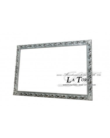 Classic Baroque style openwork frame made to measure silver leaf wood safe sliding system GM224arg