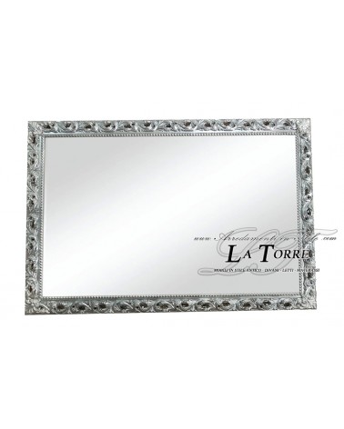 Specchiera specchio classico cornice traforata barocco quadro su misura argento GM224arg