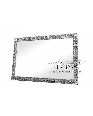 Specchiera specchio classico cornice traforata barocco quadro su misura argento GM224arg
