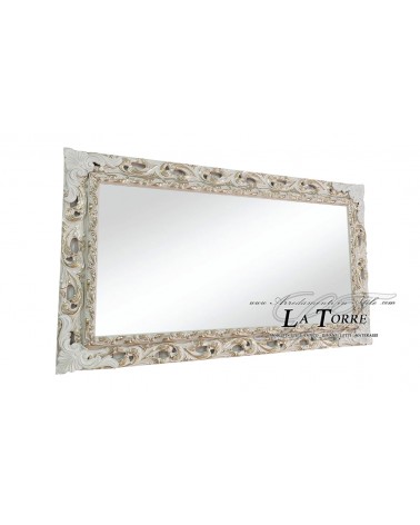 Specchio specchiera classica cornice traforata quadro legno Avorio e oro stile barocco GGAVO