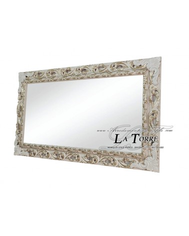 Specchio specchiera classica cornice traforata quadro legno Avorio e oro stile barocco GGAVO