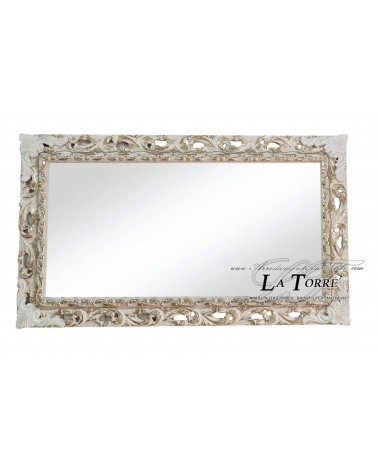 Specchio specchiera classica cornice traforata quadro legno Avorio e oro stile barocco GGAVO