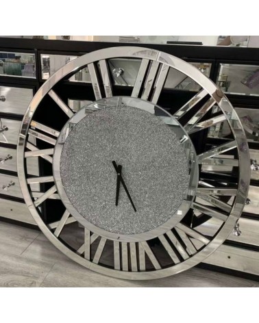 Moderner Wandspiegel mit Uhr 80x80 cm B033
