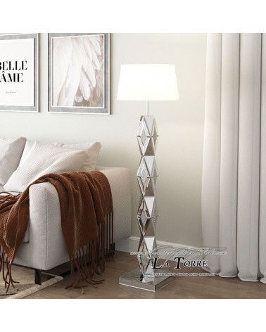 Modern Floor Lamp with Swarovski Crystals – Luxury Mirrored Geometric Structure H140 CBL69D