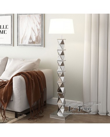 Modern Floor Lamp with Swarovski Crystals – Luxury Mirrored Floor Lamp for Living Room and Bedroom H140 L69C