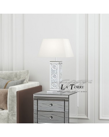 Moderne Tischleuchte mit Swarovski-Kristallen – Elegantes und luxuriöses rechteckiges Spiegeldesign H60 H65 B112
