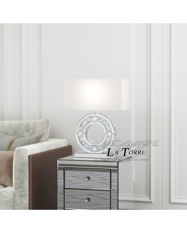 Moderne Tischleuchte mit Swarovski-Kristallen – verspiegelter Fuß und luxuriöse, funkelnde Details H65 B113