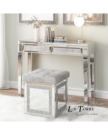 Quadratischer Spiegelpouf mit Samtsitz – Eleganter Luxushocker SP18