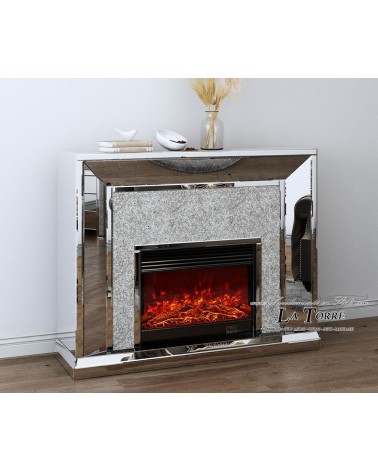 Mirrored Electric Fireplace with Swarovski Crystals – Royal Heating and Modern Design SP26