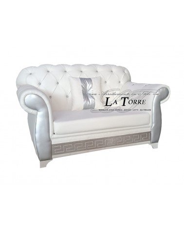 Armchair Sofa base and mattress Armrests Baroque Chesterfield Faux leather or velvet Any color Swarovski AZ01