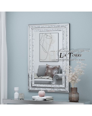 Specchio Rettangolare con Cristalli Swarovski – Design Moderno Elegante 120x80 cm SP04