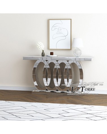 Consolle Specchiata Moderna con Struttura Circolare di Lusso per Ingresso Elegante E55E