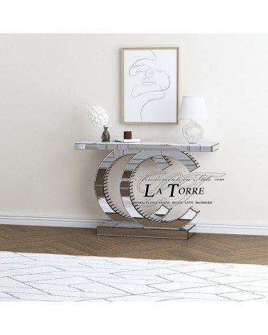 Moderner Konsolentisch mit Spiegelfront und luxuriös geschwungenem Design für einen eleganten Eingangsbereich E56C