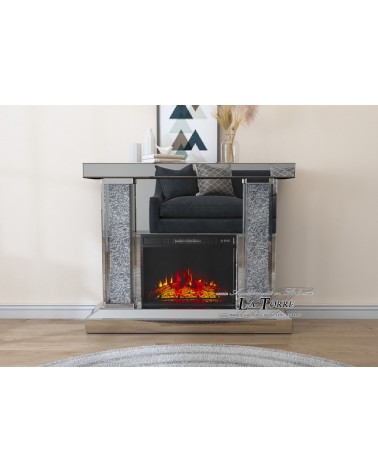 Mirrored Electric Fireplace with Swarovski Crystals – Modern Design and Real Heating BL900