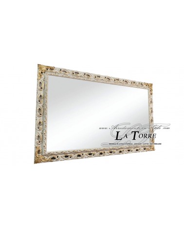 Specchio specchiera classica cornice traforata quadro legno Avorio e oro stile barocco GGAVO