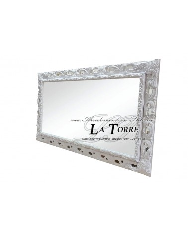 Specchio Specchiera classica Cornice traforata legno bianco stile barocco GGB