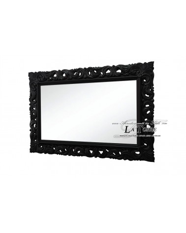 Specchio specchiera cornice classica traforata stile barocco su misura legno nera 1135n