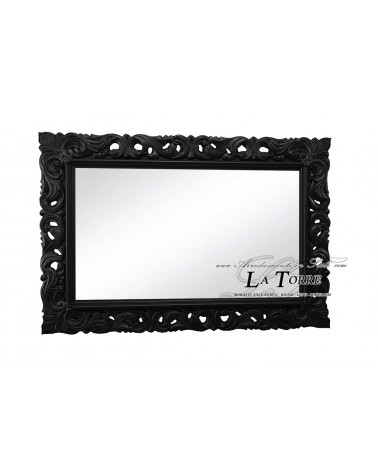 Mirror classic baroque perforated frame made to measure black wood safe sliding system 1135/n