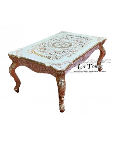 Low rectangular coffee table for living room coffee tea ivory gold baroque versace MED17