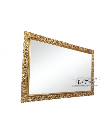 Specchiera Barocca Oro con Cornice Traforata in Legno – Specchio Classico da Parete su Misura 1135o