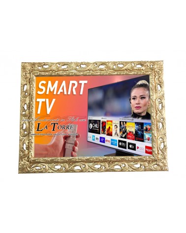 Baroque perforated wall-mounted Smart TV frame TVGGO gold leaf pine wood TV