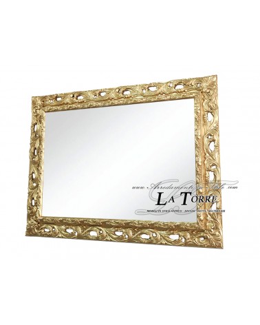 Classic mirror Perforated frame GGo baroque style gold leaf wood framework