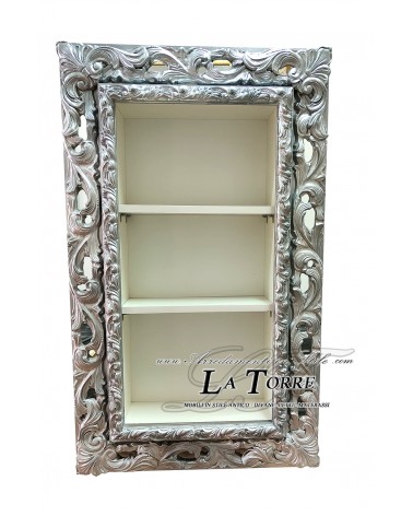 Baroque style suspended wall display cabinet with perforated frame TV box bottle holder made to measure VTGGA