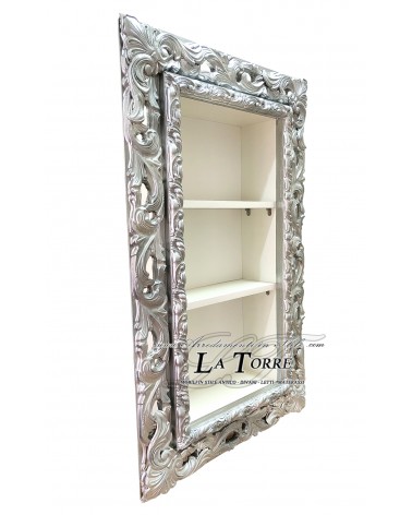 Baroque style suspended wall display cabinet with perforated frame TV box bottle holder made to measure VTGGA