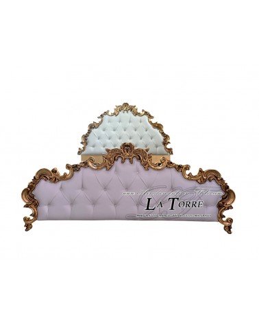 Letto Matrimoniale Barocco contenitore oro argento ecopelle vellutino swarovski Rebecca