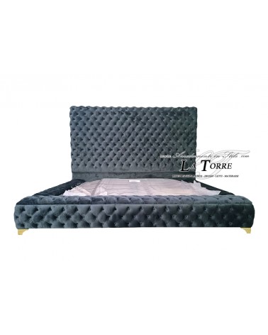 Double bed with storage bands Modern velvet eco-leather any color Livio